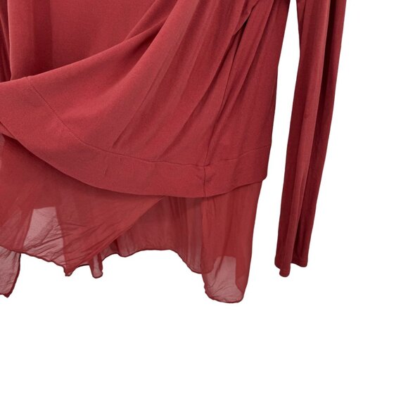 Eileen Fisher Women's Long Sleeve Tunic Top Size Medium Silk Blend red - Picture 5 of 9